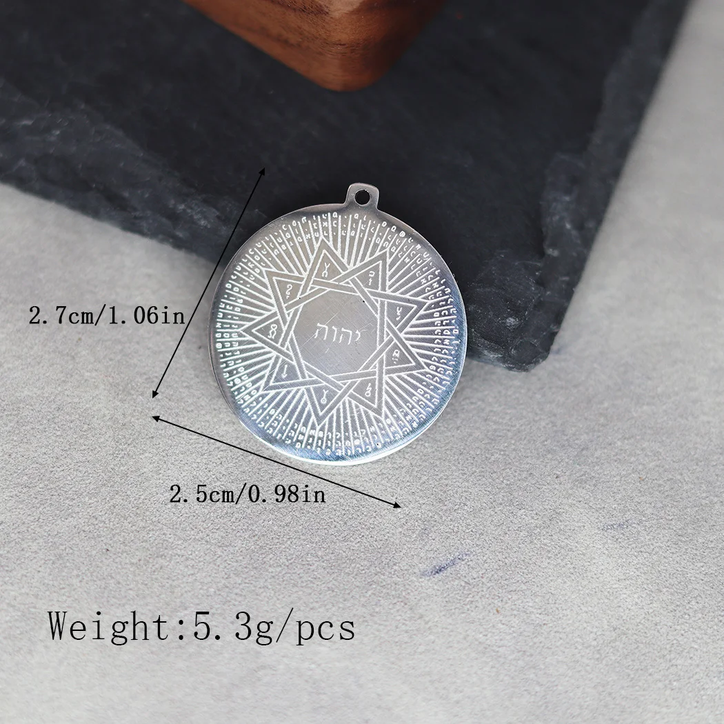 2pcs Stainless Steel Divination Star Round Pendant Charms for Jewelry Making Findings DIY Punk Necklace Witchcraft Accessories