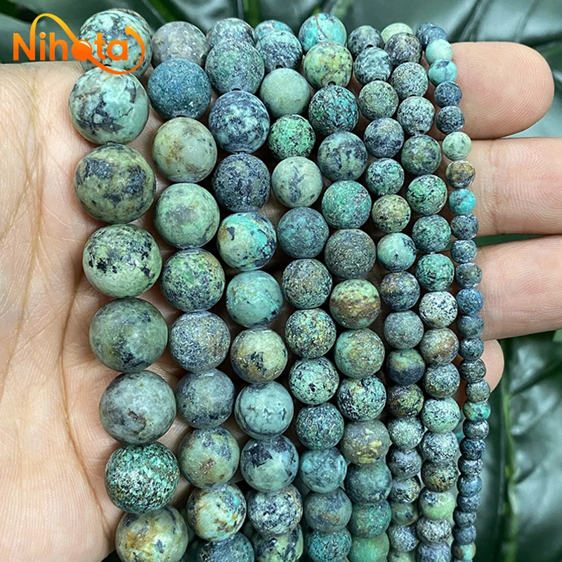 4/6/8/10/12mm Natural Matte African Turquoises Loose Round Beads DIY Bead Perles Bracelet Necklace for Jewelry Making15\