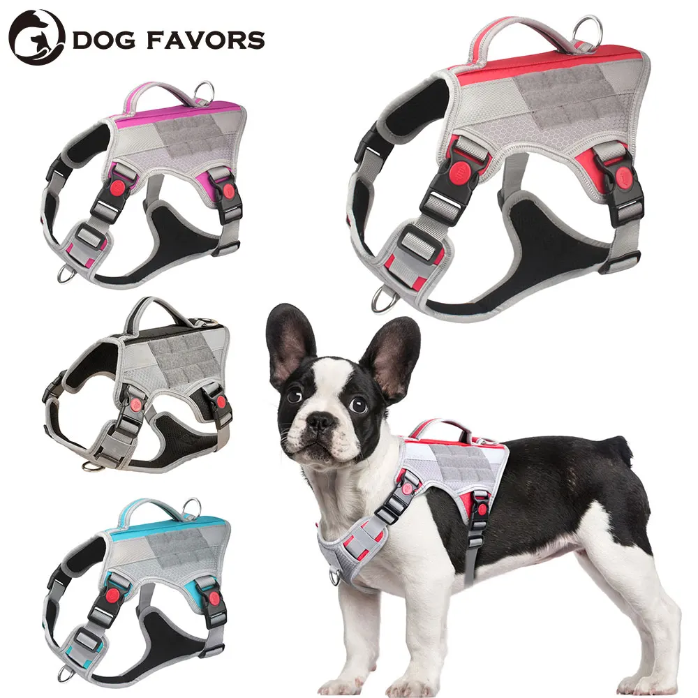 

DIY Label Tactical Dog Harness Adjustable No-Pull Service Dog Vest Reflective Breathable Military For Medium Large Dog Walking