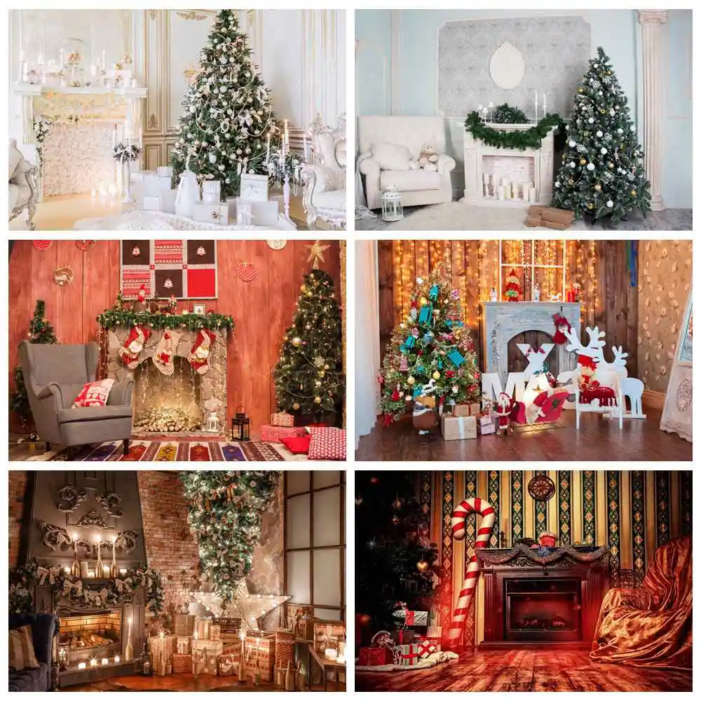 

MOON.QG Christmas Photography Material Backdrop Professional Photographic Background Indoor Tree Star Gift Curtain Window Decor