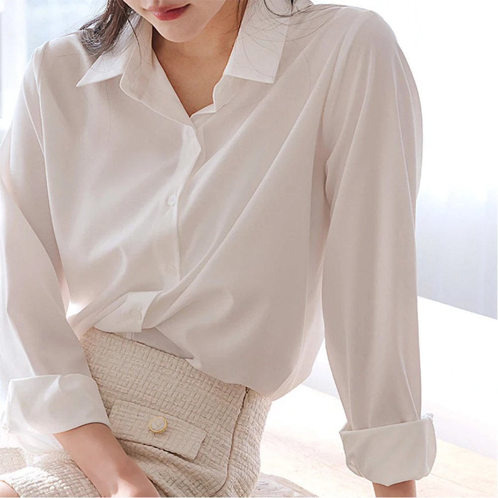 

Korean Style For women's Casual Shirt with Long Sleeves Ideal Loose Fit for Relaxed Days and Social Gatherings