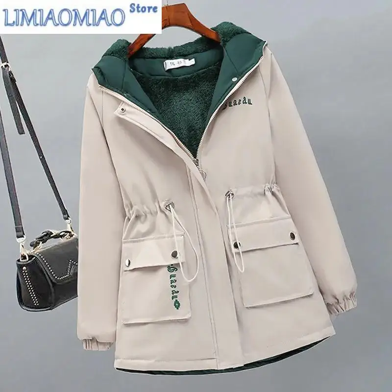 

New No/ Velvet Padded Cotton Jacket Women Spring Korean Casual Lining Windbreaker Women Autumn Winter Hooded Coat Female