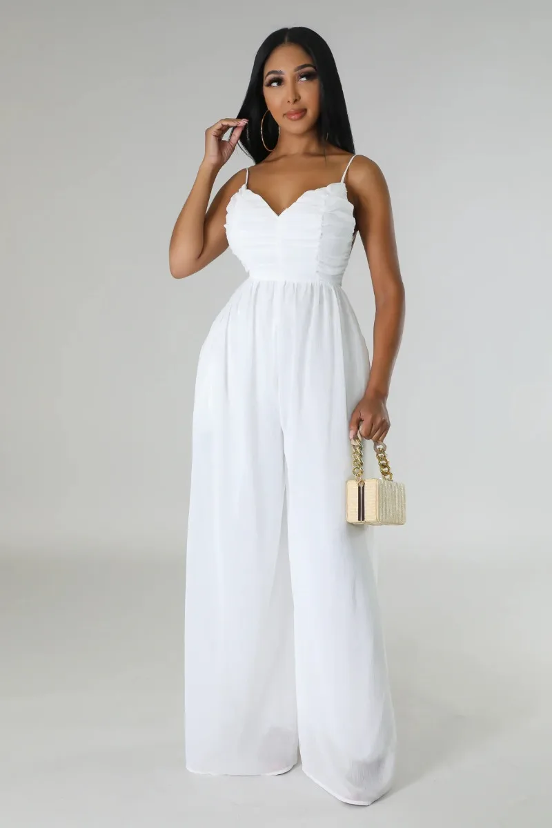 

KEXU Women Wide Leg Deep V-Neck Sleeveless Jumpsuits 2025 Summer Strap Night Street Club Playsuit One Piece Suit Romper