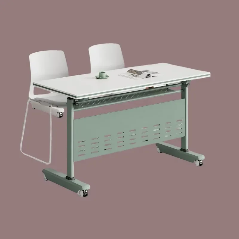Office Area Wooden Folding Table and Chair Set with Modern Design Durable Metal Legs Rectangle Shape for Conference Rooms