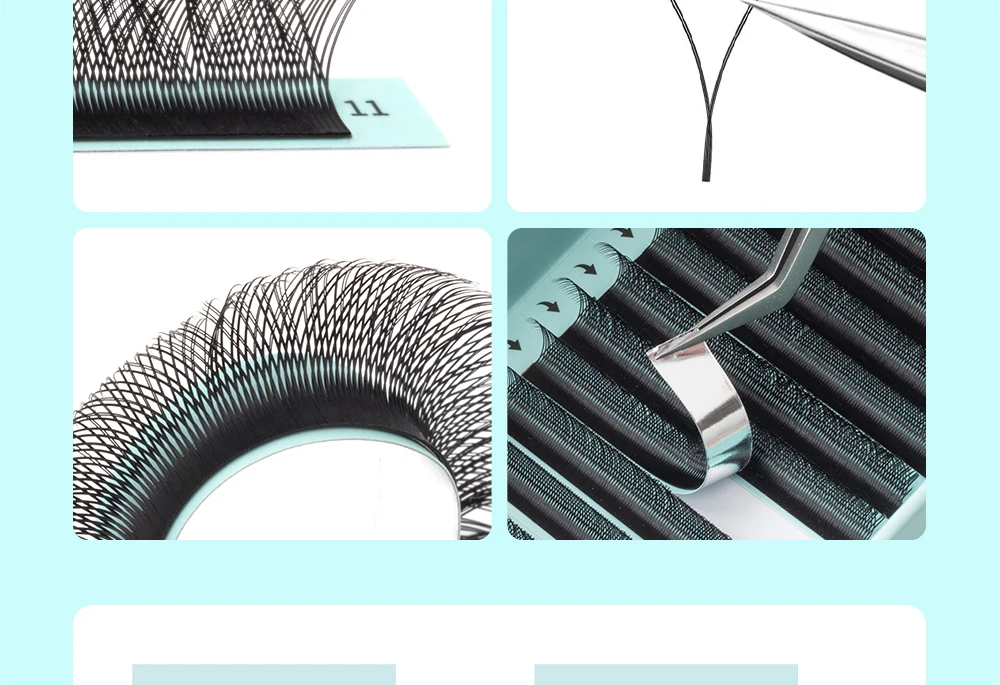 LUKATME YY Wimpernverlängerung 12 Reihen Matt Schwarz C/D Curl 8-15mm Zwei Spitzen Y-Form Künstliche Wimpern Schnelle Anwendung YY Wimpern zum Üben – Detail 4