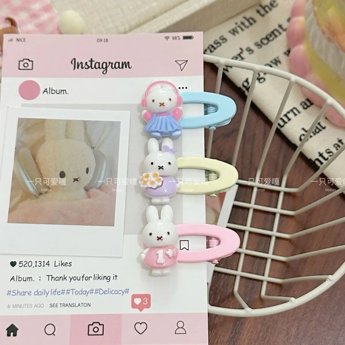 5 SZT. Spineczek do włosów Miffy Słodkie Dziewczęce Kolory Dopaminowe Kreskówkowe Klipsy z Kaczym Dziobem Uczennice Dzieci Kawaii Kreskówkowe Akcesoria do Włosów Prezent