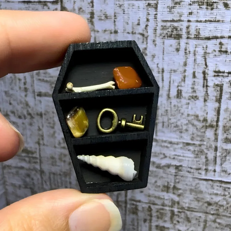 Miniature Trinket Shelf Wooden Mini Jewelry Rack for Storing Ornaments Mineral Specimens