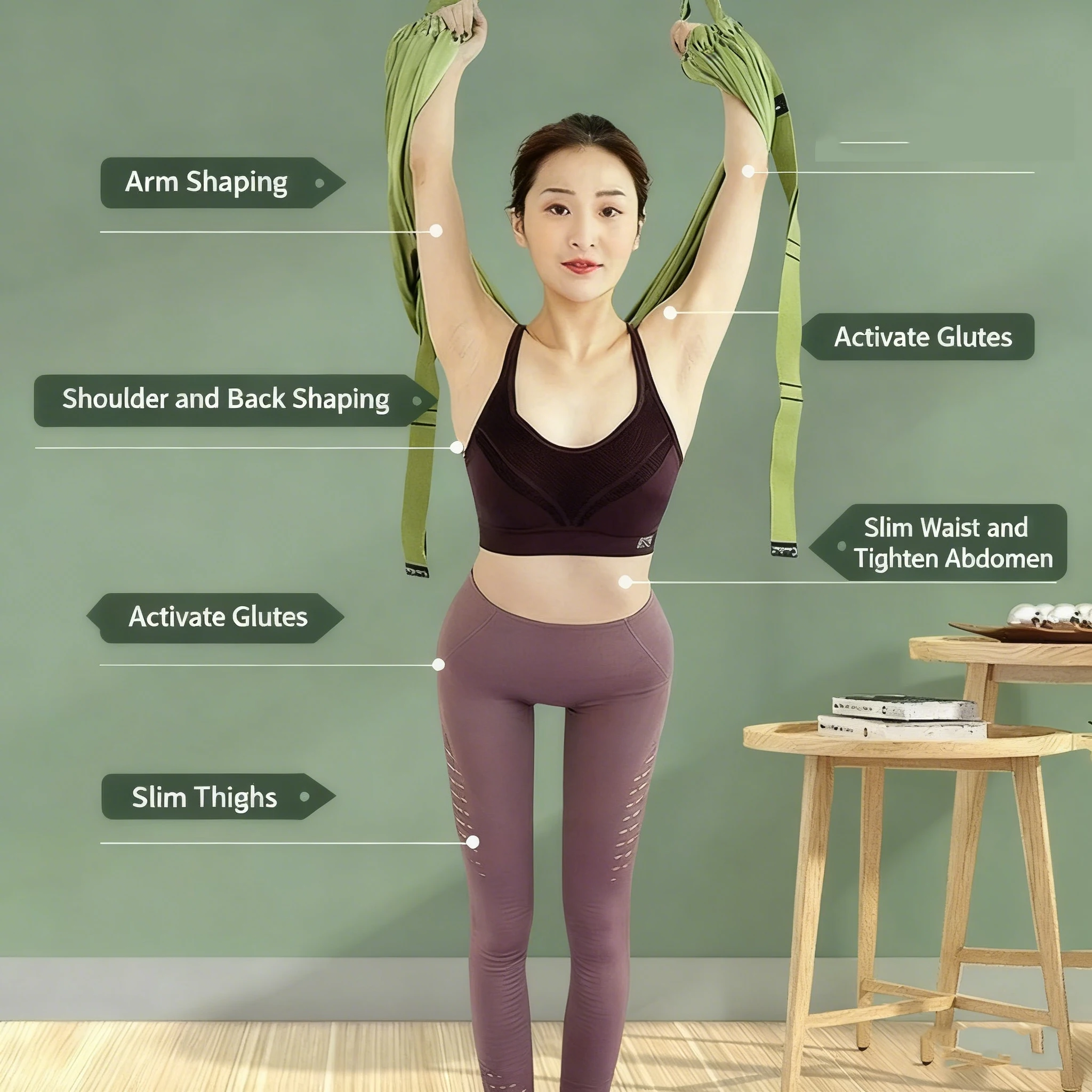 Adjustable Aerial Yoga Sling Home Stretching Belt High Elasticity Durable Soft Comfortable Yoga Rope Exercise Assistant Tool