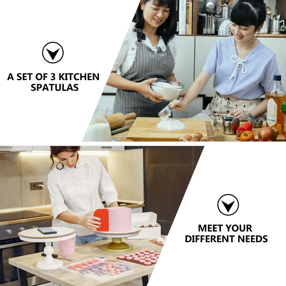 3Pcs Silicone Spatulas Set High Quality Flexible Scraper Spatulas for Oven Microwave Baking Tools Cake Decorating Butter