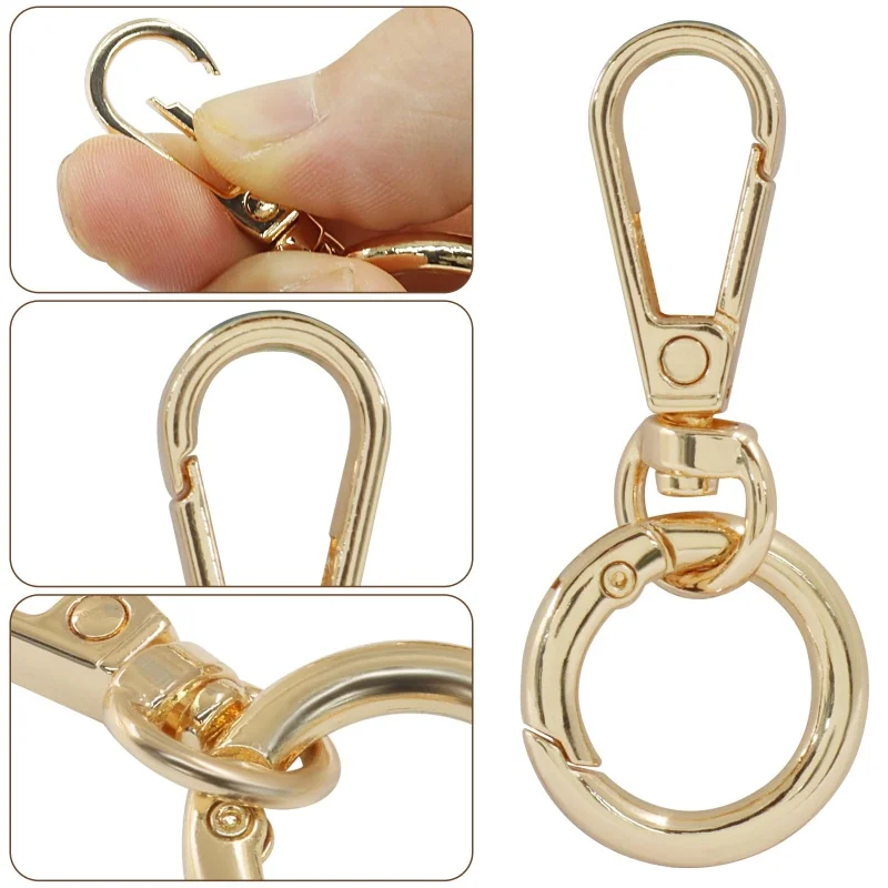

2/5Sets Meetee O Ring Carabiner for Bag Strap Swivel Clasp Belt Metal Buckle Keychain Clips Pet Leash Spring Rings Hanging Hooks