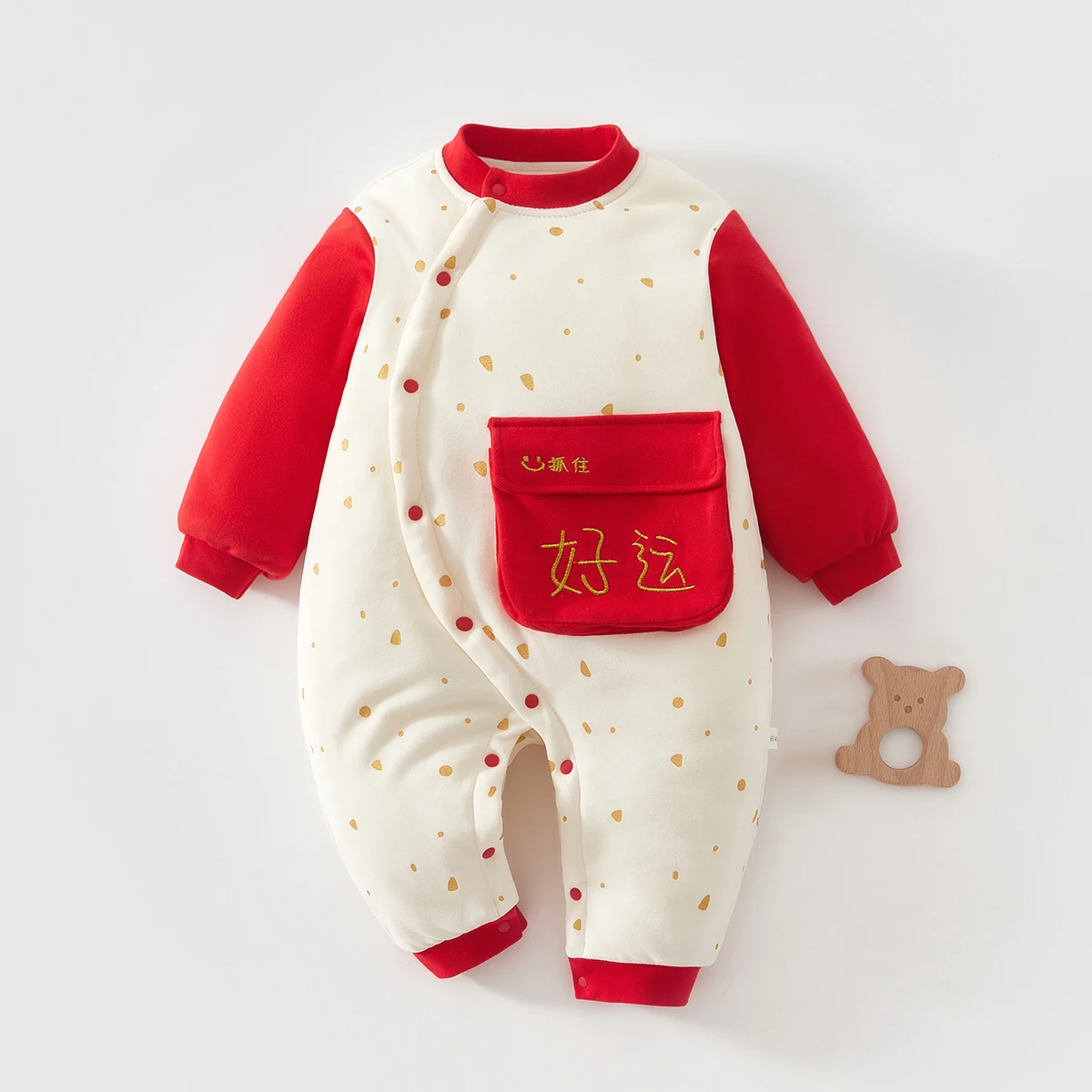 

Одежда для новорожденных, цельная зимняя одежда для младенцев и маленьких детей, новогодняя одежда, красная стеганая одежда для 100-дневного ребенка, новогодняя одежда для мальчиков и девочек