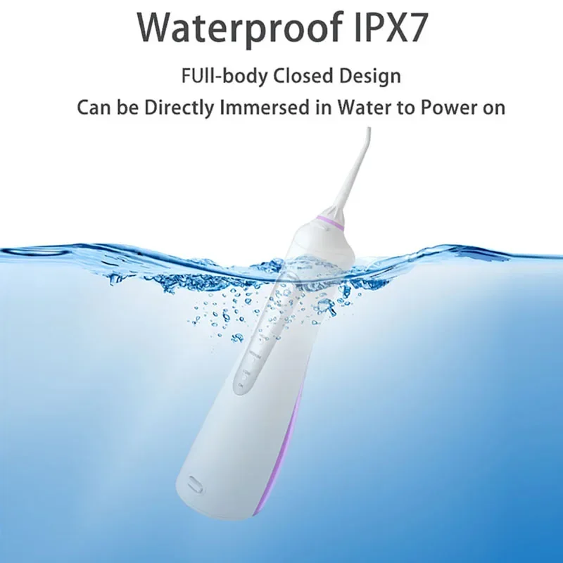 IPX7 Water Flosser Electric Portable Dental Flosser Custom Logo Oral Irrigator OEM Oral Cleaning Machine Orthodontics Cleaning