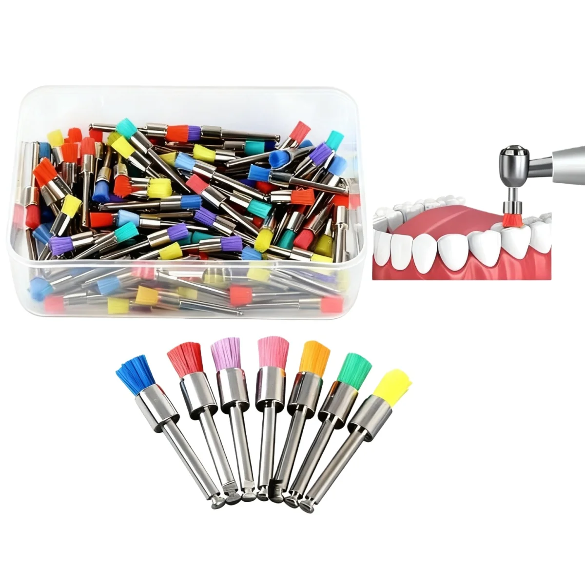 100Pcs Disposable Dental Prophy Brushes Nylon Flat Head RA Latch Polisher for Teeth Stain Removal Polishing Dentist Materials view 3