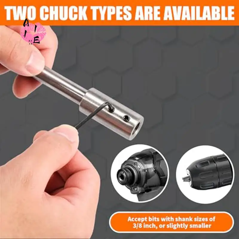 A11E-Forstner Bit Extension For 3/8Inch Round Shank, High-Carbon Steel Wood Spade Drill Bit Extender