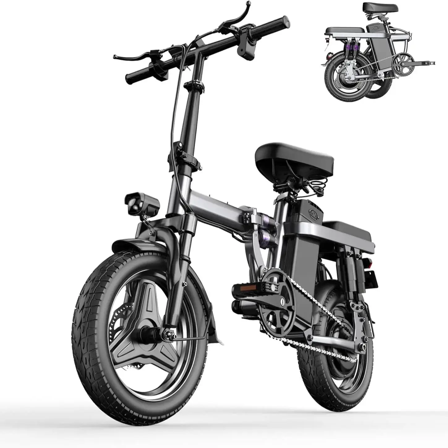 

ASKGO Electric Bike for Adults,500W Folding Electric Bike, Up 25 MPH 35 Miles Range Electric Bicycle 14" Tire, 48V 13Ah Battery