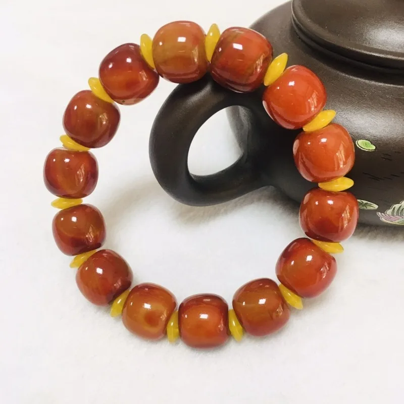 Classic Retro Ethnic Style Agate Single Ring Bracelet.