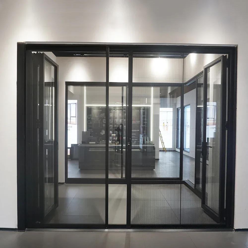 Sixinalu-Porte pliante marketavec écrans, portes accordéon extérieures, clôture en aluminium, porte de jardin intérieure en verre double, maison personnalisée