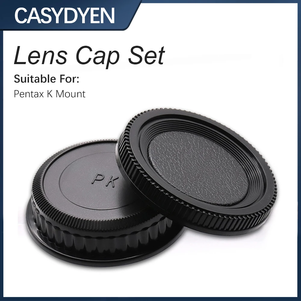 LinGo Replacement Body Cap & Rear Lens Cap Set for Pentax PK K Mount, Fits K20D K10D K200D K100 K7 K5 K3 DSLR Protector Cover