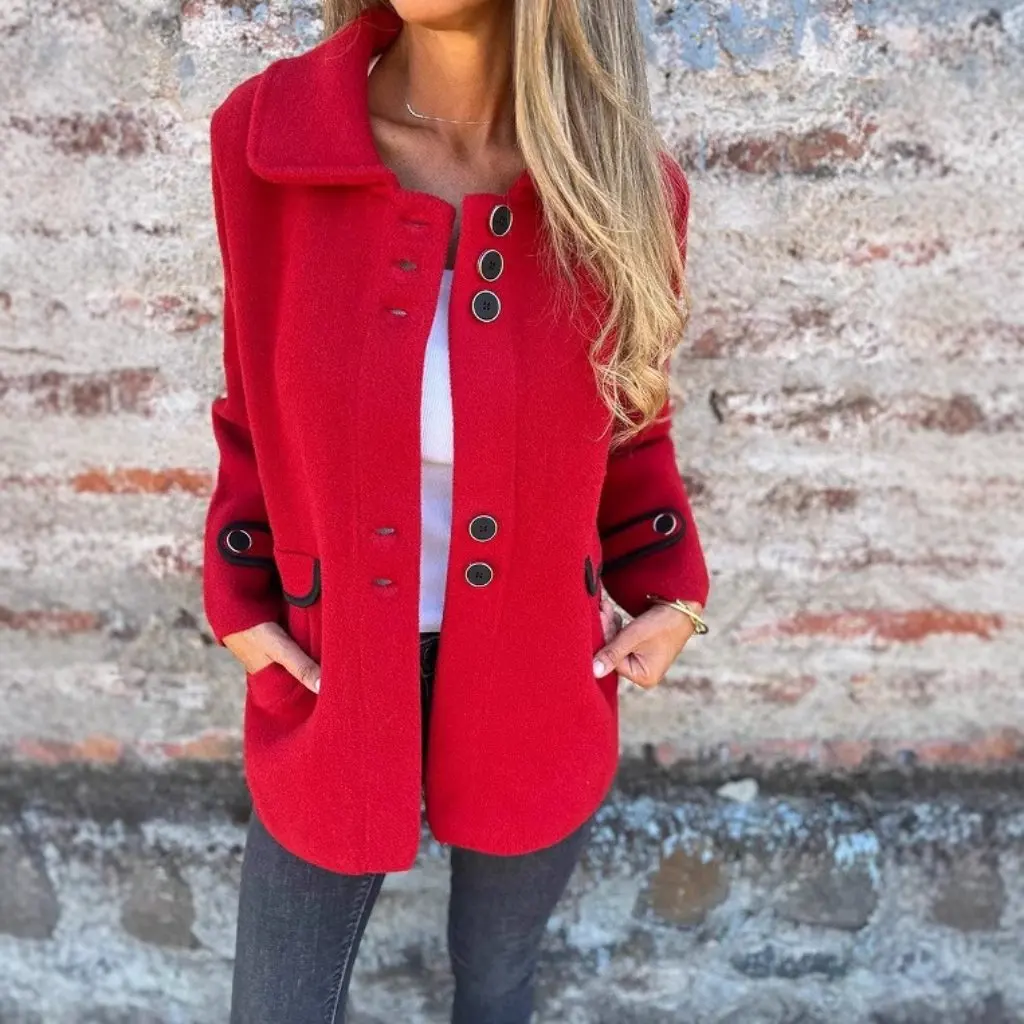 

Women's Lapel Single-Breasted Long-Sleeved Jacket Autumn Winter New European And American Style Fashion