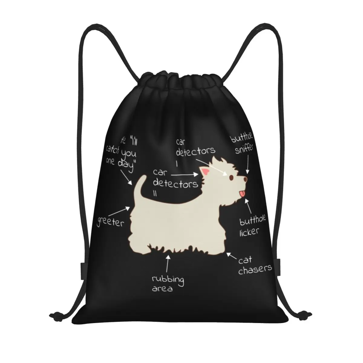 Westie Dog Anatomy Drawstring Backpack Women Men Sport Gym Sackpack Portable West Highland White Terrier Shopping Bag Sack