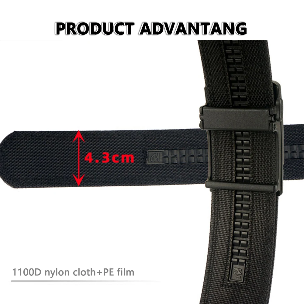 TUSHI 43mm Steifer Taktischer Gürtel für Männer Metall Automatische Schnalle Militär Polizei Duty Gürtel 1100D Nylon Gun Gürtel Casual gürtel Männlich – Detail 9