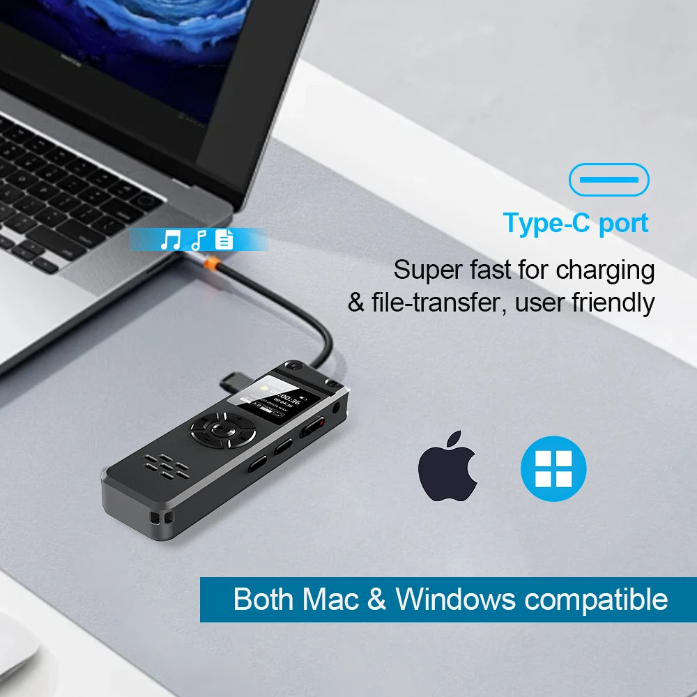 V98 مسجل صوت رقمي 1050 مللي أمبير بطارية ضخمة تسجيل صوتي 97 ساعة مسجل صوت منشط WAV 1536 كيلوبت في الثانية