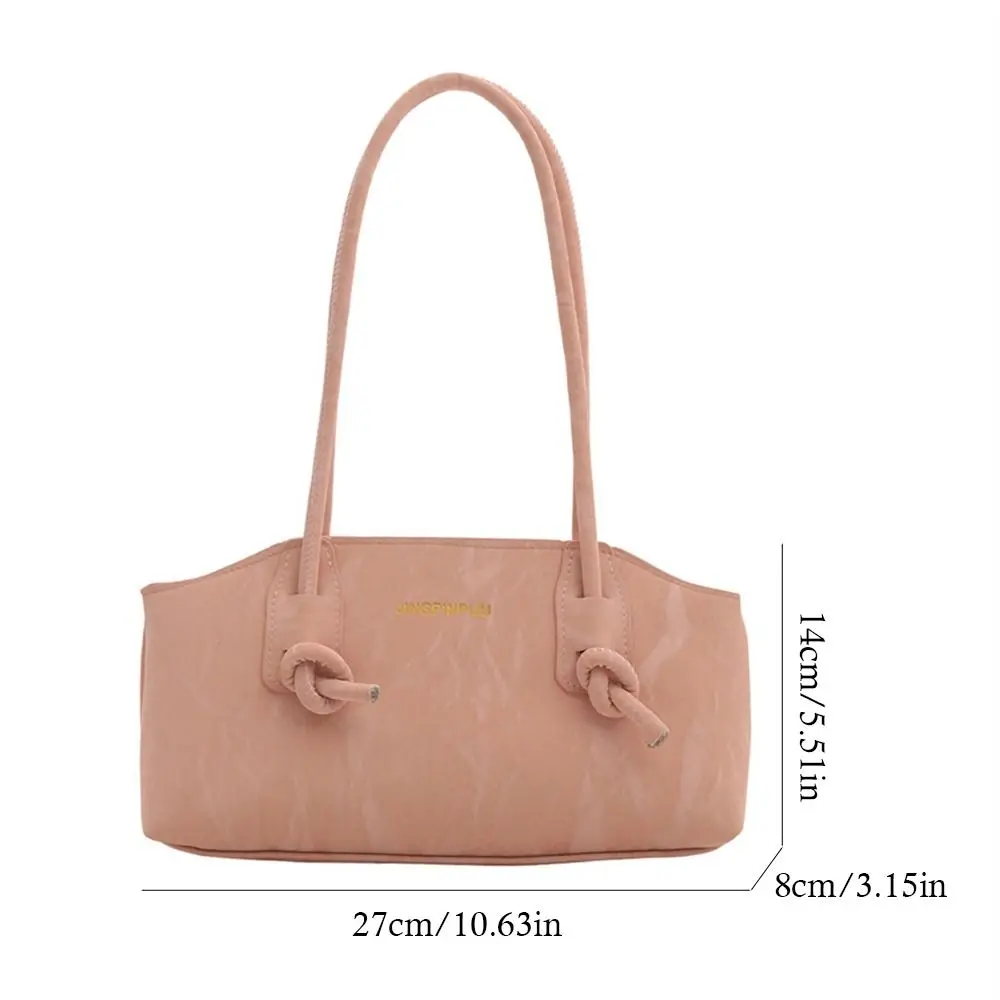 Bolsa de ombro de couro PU para mulheres, grande capacidade, bolsas axilas portáteis, cor sólida, pendulares, feminina, casual