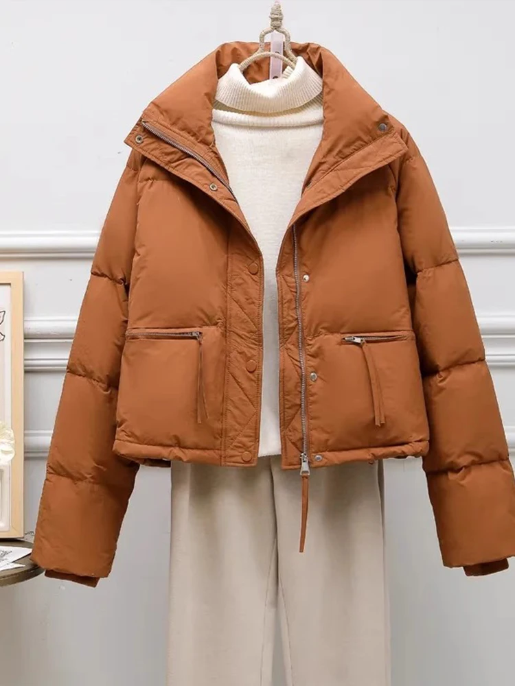 

Faionable Thiened ort down Cotton Jaet Women's Bread Sle Coat Korean Version Loose Fit Winter Outerwear Coat