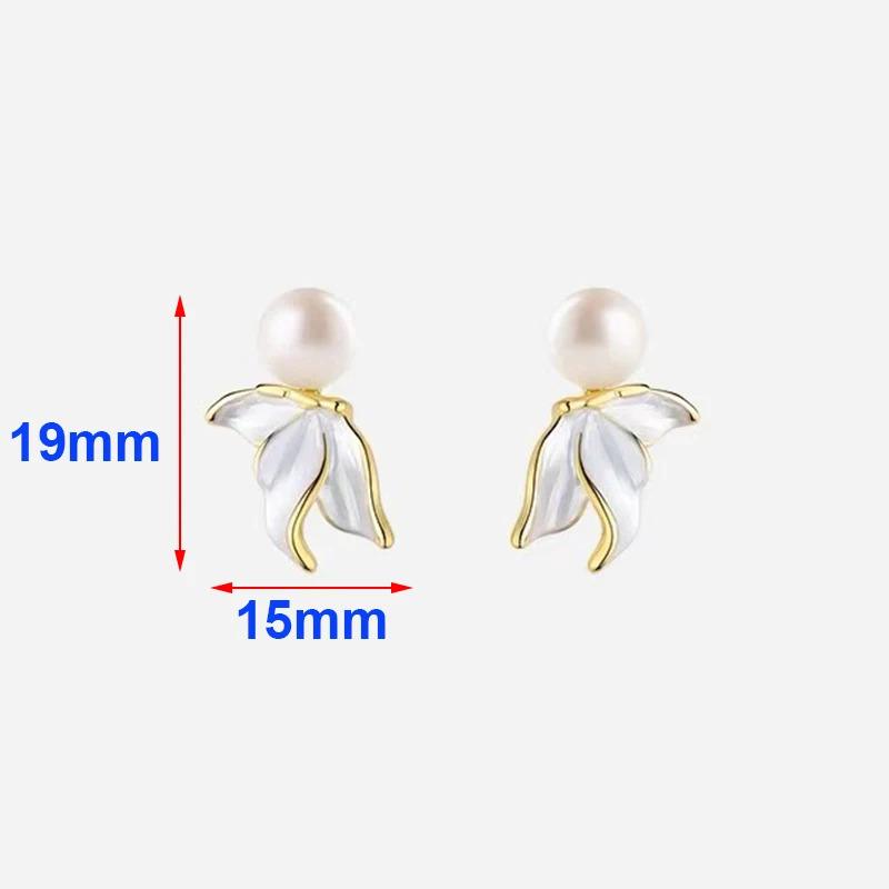 Real 925 Sterling Silver Pearl Enamel Fish Tail 14K Gold Stud Earrings For Women Cute Animal Fine Jewelry Advanced Accessories