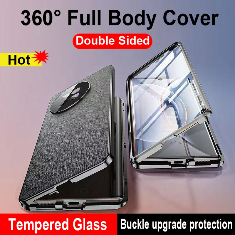 360 Cover For OnePlus 13 Case Metal Bumper Tempered Glass Phone Case For One Plus 13 OnePlus 13 Flip Leather Covers Double Sided