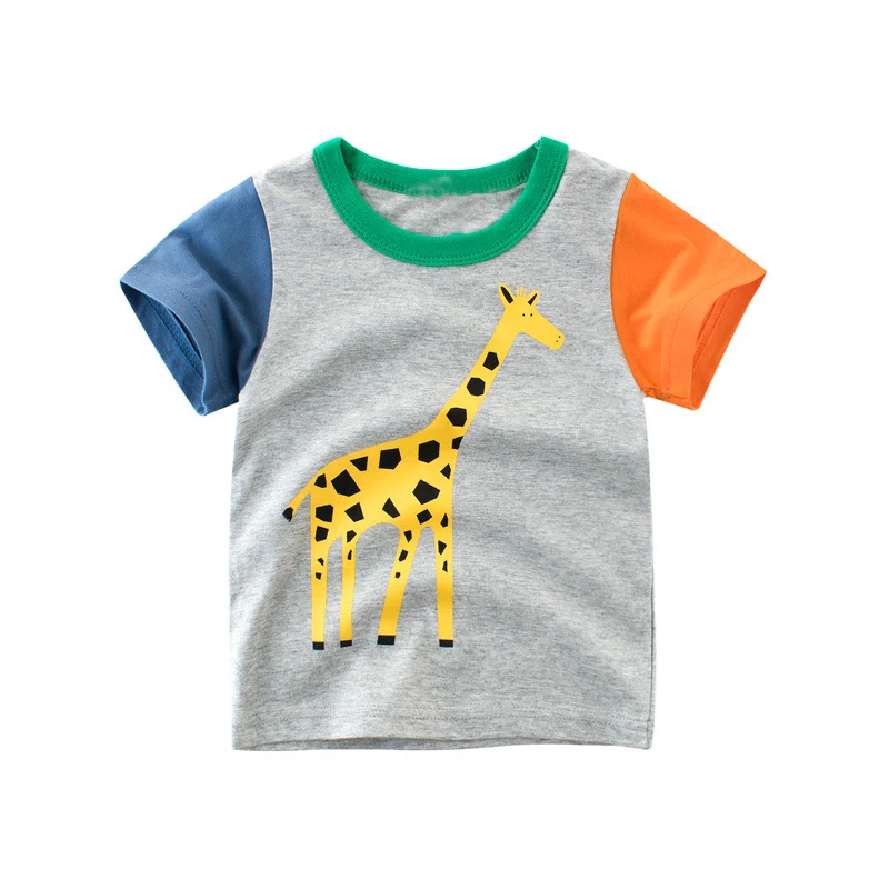 Little maven Summer Baby Boys Toddlers Children\'s Clothing Birthday Gifts Animal Elephant Giraffe T shirts Kids Clothes Cotton