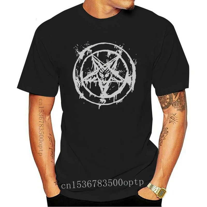 Nueva camiseta de manga larga de pentagrama, camiseta gótica de Adoración del diablo satánico de sangre