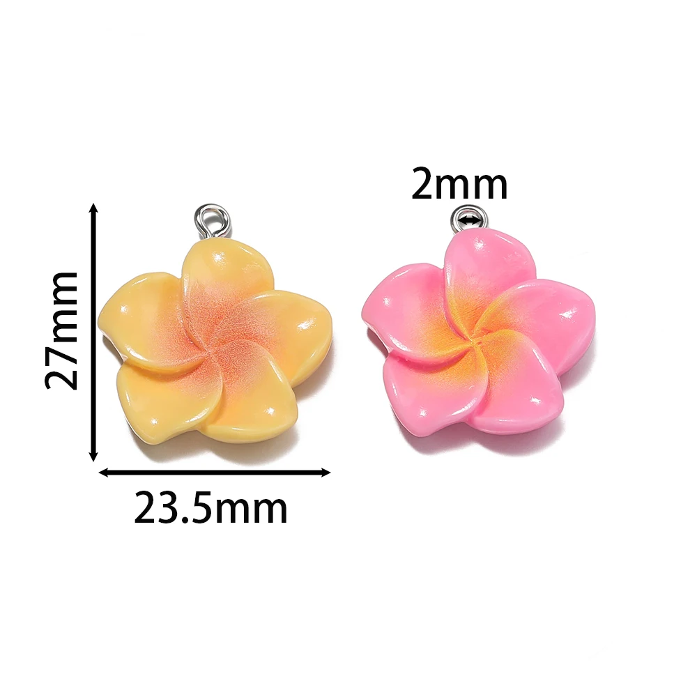 5Pcs Resin Pendant Flower Shape Pendant Charms Pendant DIY Keychain Phone Chain For Jewelry Making Supplies