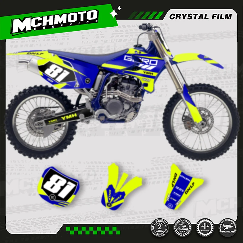 

MCHMFG Full Set Motorcycle Graphics Stickers For YAMAHA YZF450 2003 2004 2005 YZF250 Number Name Background Custom