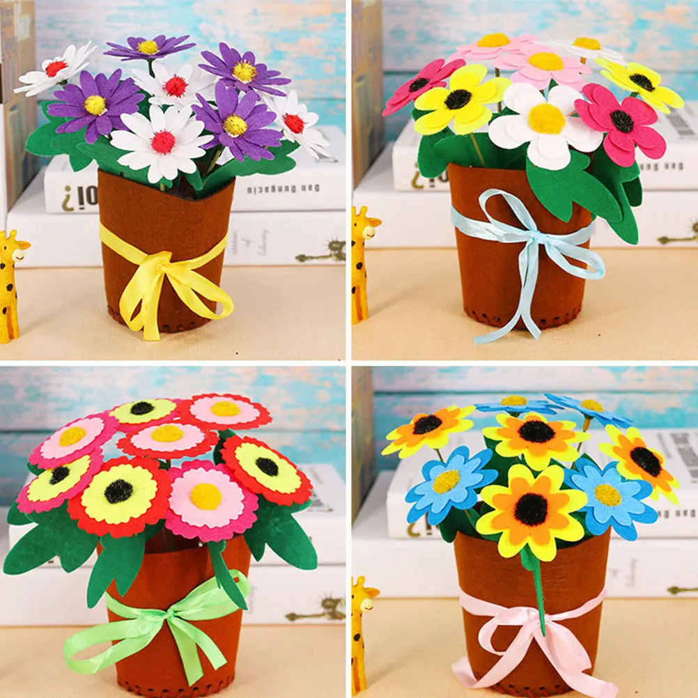 Juego de 8 piezas de Material para maceta Diy, tela de fieltro para niños y adolescentes, decoración del banquete de boda, juego de accesorios creativos no tejidos para maceta