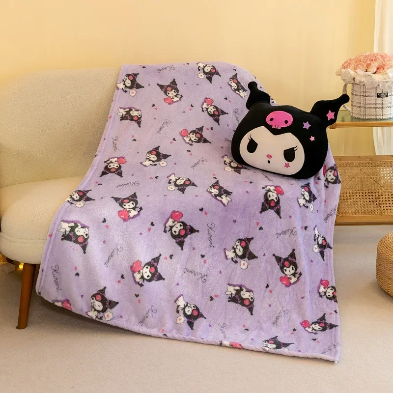 Sanrio Kuromi My Melody Cartoon Pillow Blanket Two-in-one Car Dual-purpose Air Conditioner Company Nap Blanket Girl Gift