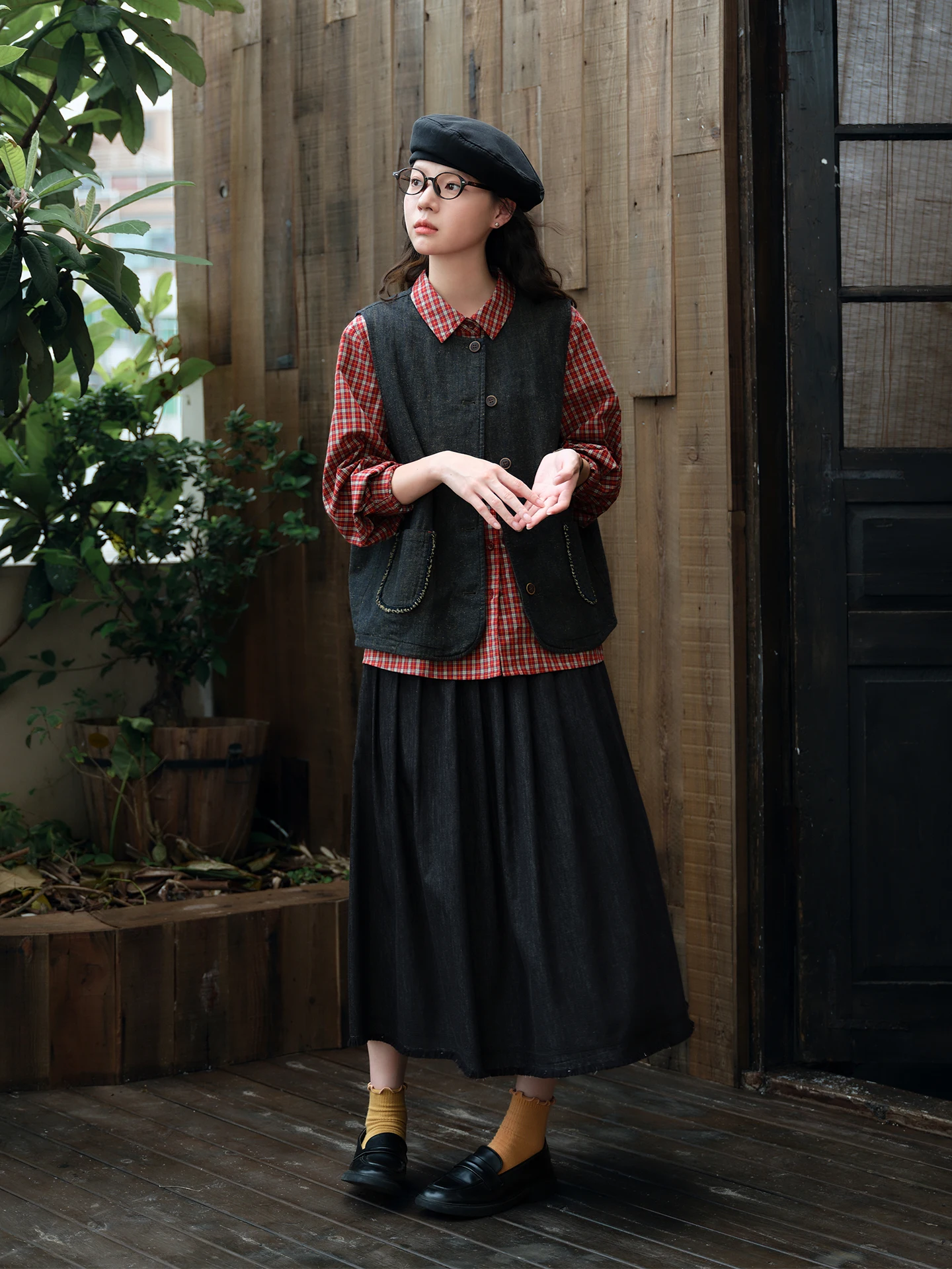 Black Cotton Linen Denim Vest Women's Loose Layering Top Original  Stitching Autumn Fashion Female's Outerwear Vest