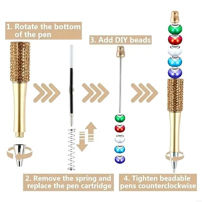 A5YC 12-delige balpennen met kralen voor knutselliefhebbers en schrijversknutselcadeau