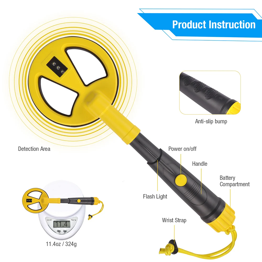 

MD-790 Underwater Metal Detector with 5.5" Fully Waterproof Search Coil Mini Handheld Pinpointer Probe Pulse Induction with LED