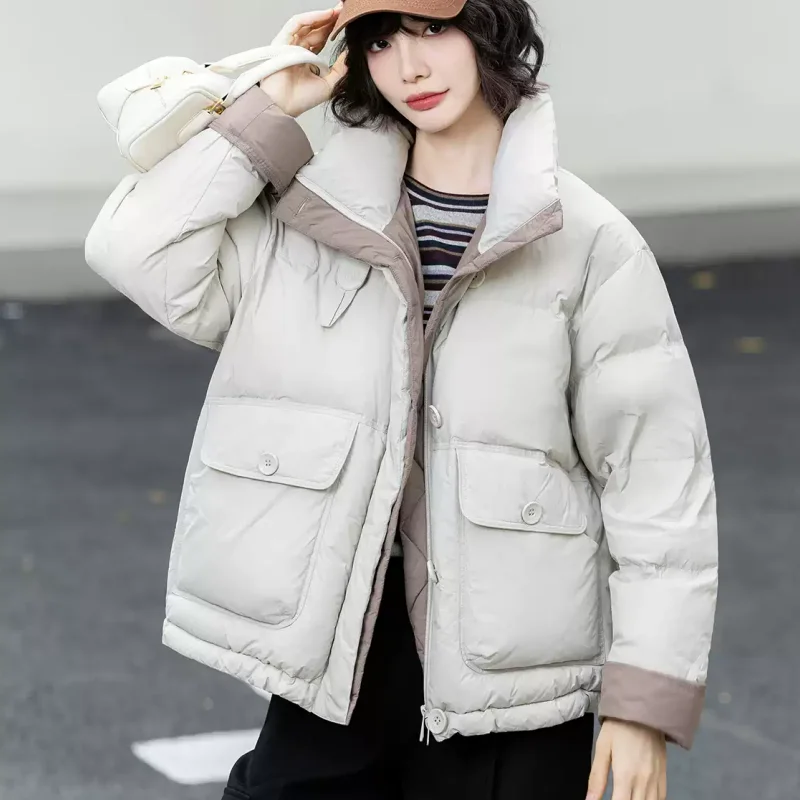 Veste en coton épissé pour femme, coupe-vent, col montant, nouvelle collection automne/hiver 2025