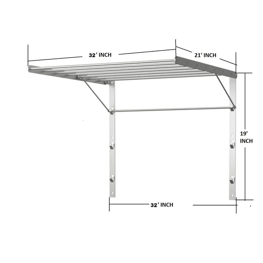 

Установленная сушилка для одежды из нержавеющей стали, компактная, складная, регулируемая, складная, 32Wx21Dx19H