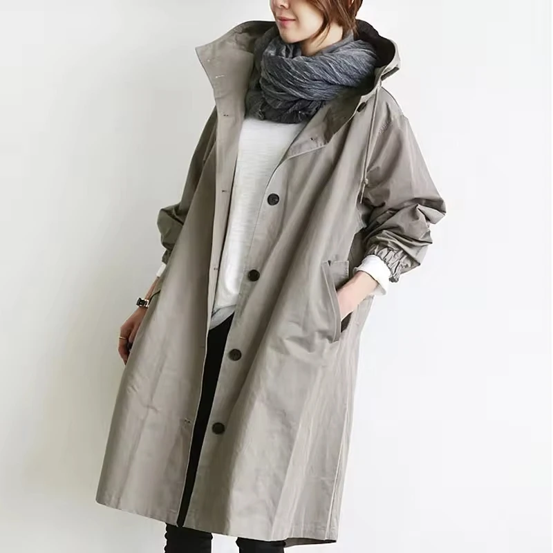 2026 Spring and Autumn New Plus Size Women's Clothing Korean Version of Thin Trench Coat Fat Mm Medium and Long Loose Coat