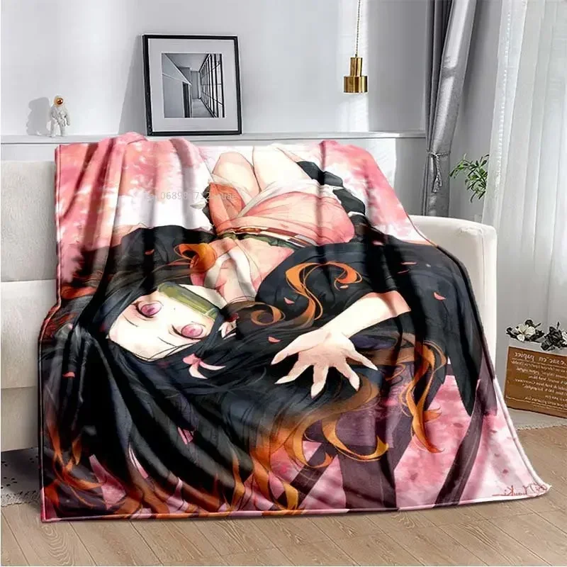 Anime Demon Slayer Kimetsu no Yaiba Fleece Blanket Nezuko Kamado Tanjiro Kamado Soft Bedding Bedspread Sofa Warming Cover@0￥