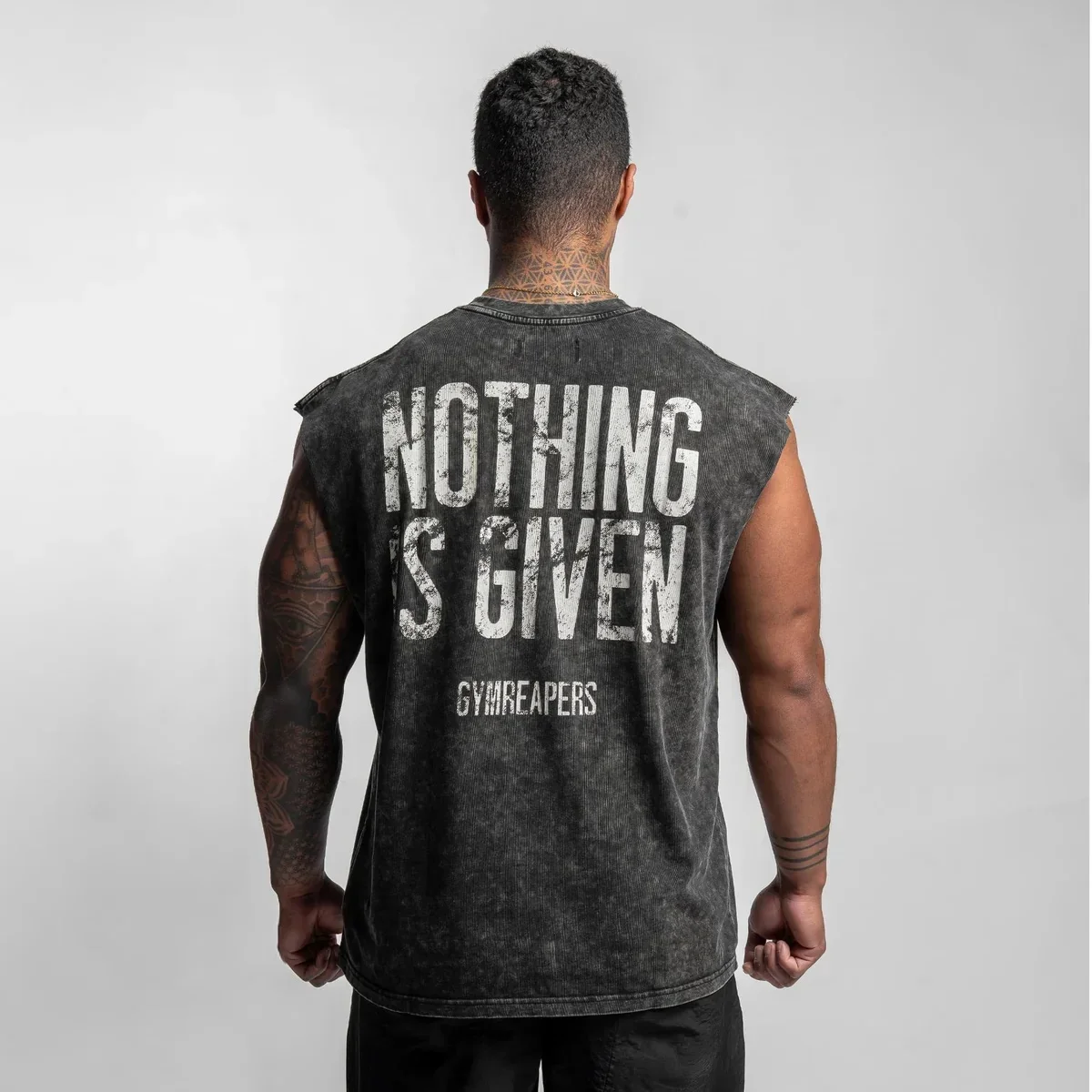 GYM Reapers Printed Vintage Washed Sports Vest Cotton Sleeveless Men's T-shirt Hip-hop Bodybuilding Fitness Tank Tops US SIZE