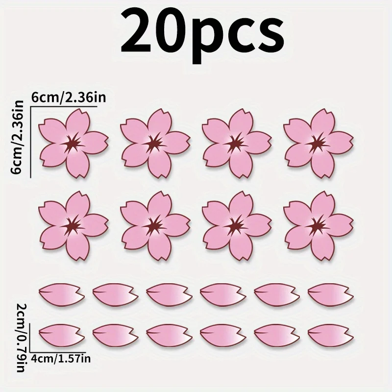 20 Cherry Blossom Stickers, Suitable for Covering Vehicle Body Scratches, Bicycle and Motorcycle Helmets, Exquisite Decals
