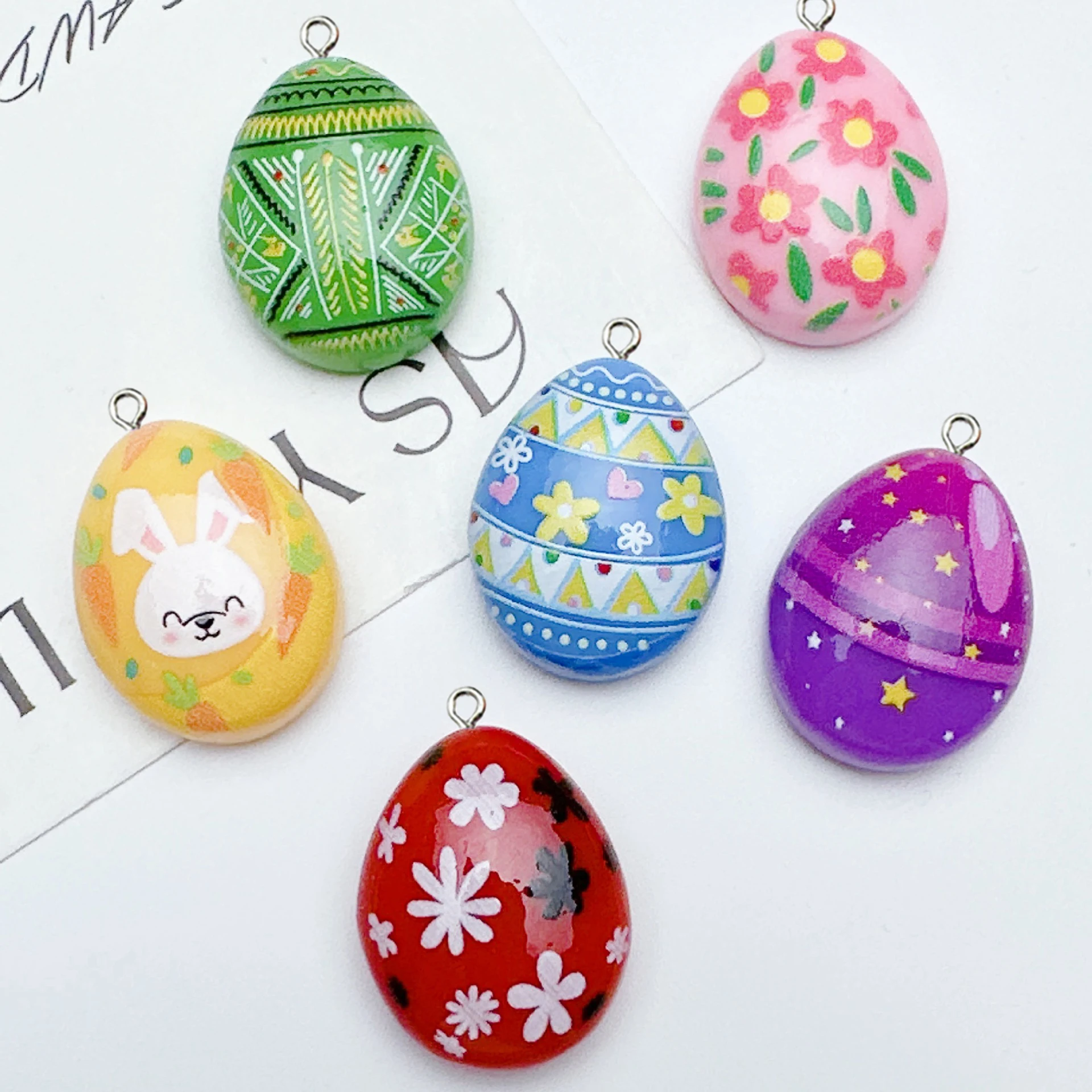 10Pcs Easter Eggs Resin Earrings Charms for Bracelets Jewelry Making DIY Pendants Findings Wholesale Bulks