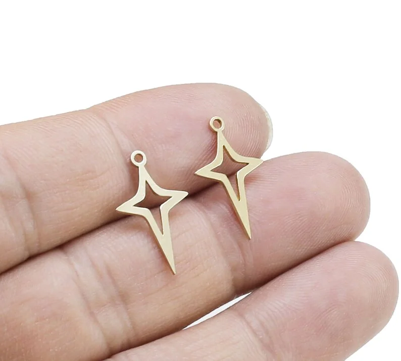 20pcs North Star Charm, Star Charm For Jewelry Making, Brass Celestial Charm, Earring Findings, 20x12mm R2699