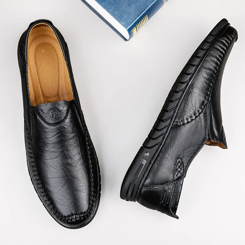 Handcrafted Men's genuine Leather Oxford Shoes slip on Business Casual Dress Shoes Premium Stitching men moccasins