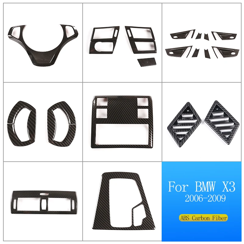 

For BMW X3 E83 2006-2010 ABS Carbon Fiber Interior Kit Dashboard Console Gear Shift Panel Decoration Cover Trim Stickers