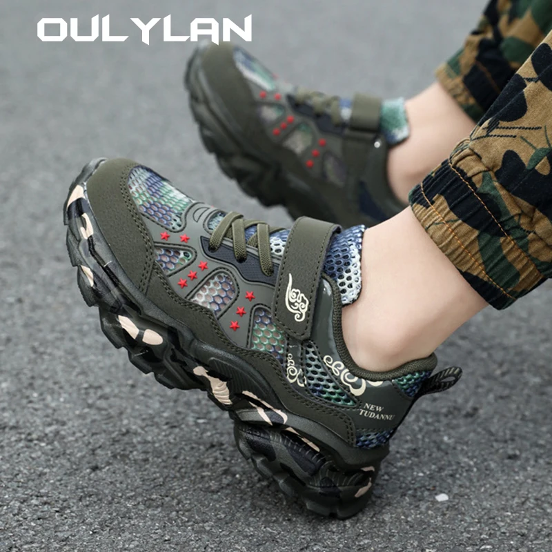 Breathable Mesh Sports Shoes Boys Summer Stripe Pattern Single Net Shoes Hollow Out Children Running Non-slip Size 27-39